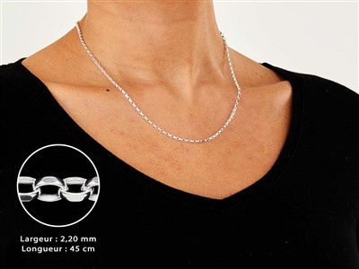 Catena A Maglie Jaseron Diamantata 2,2 Mm, 45 Cm, Argento 925 - Immagine Standard - 3