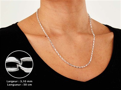 Catena A Maglie Jaseron Diamantata 3,1 Mm, 50 Cm, Argento 925 - Immagine Standard - 3