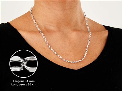 Catena Maglia Jaseron Diamantata 4 Mm, 50 Cm, Argento 925 - Immagine Standard - 3