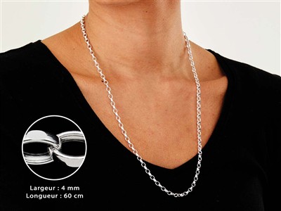 Catena Maglia Jaseron Diamantata 4 Mm, 60 Cm, Argento 925 - Immagine Standard - 3