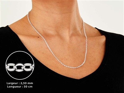 Catena Maglia Jaseron 2,5 Mm, 50 Cm, Argento 925 - Immagine Standard - 3
