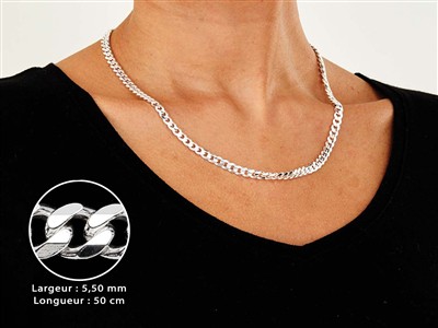 Catena A Maglia Barbazzale Diamantata 5,5 Mm, 50 Cm, Argento 925 Autenticità - Immagine Standard - 3