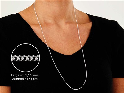 Catena A Maglie Gourmette 1,5 Mm, 71 Cm, Argento 925 - Immagine Standard - 3