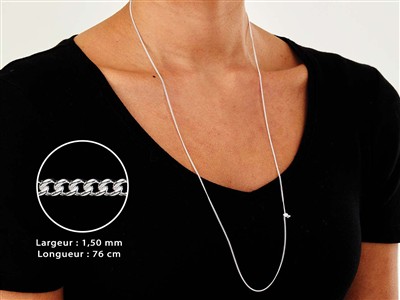 Catena A Maglie Gourmette 1,5 Mm, 76 Cm, Argento 925 - Immagine Standard - 3