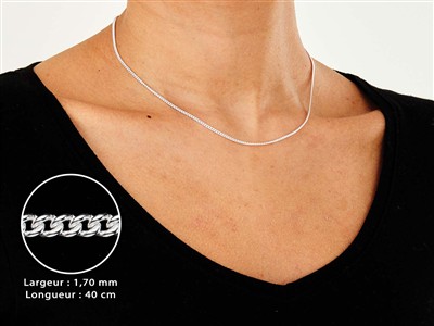 Catena A Maglie Gourmette 1,7 Mm, 40 Cm, Argento 925 - Immagine Standard - 3