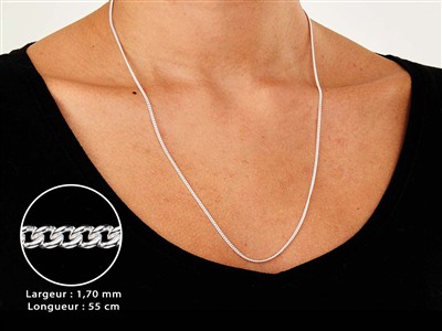 Catena Maglia Gourmette 1,7 Mm, 55 Cm, Argento 925 - Immagine Standard - 3