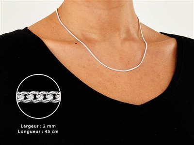 Catena A Maglie Groumette 2 Mm, 45 Cm, Argento 925 - Immagine Standard - 3