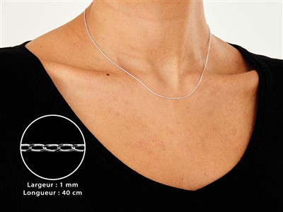 Catena Maglia Gourmette Con Diamante 1 Mm, 40 Cm, Argento 925 Argento 925 - Immagine Standard - 3