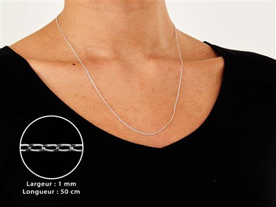 Catena A Maglia Gourmette Diamantata 1 Mm, 50 Cm, Argento 925 Argento 925 - Immagine Standard - 3