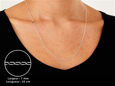 Catena A Maglia Gourmette Diamantata 1 Mm, 55 Cm, Argento 925 - Immagine Standard - 3