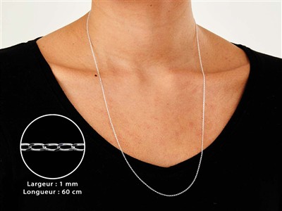Catena A Maglia Gourmette Diamantata 1 Mm, 60 Cm, Argento 925 - Immagine Standard - 3