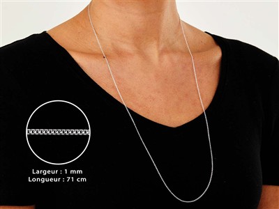 Catena A Maglia Gourmette Con Diamante 1 Mm, 71 Cm, Argento 925 - Immagine Standard - 3