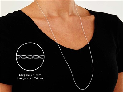 Catena A Maglia Gourmette Con Diamante Da 1 Mm, 76 Cm, Argento 925 - Immagine Standard - 3