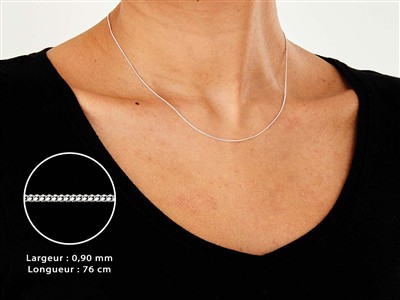 Catena A Maglie Groumette Diamantate 0,9 Mm, 76 Cm, Argento 925 - Immagine Standard - 3