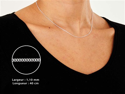 Catena Gourmette Diamantata 1,1 Mm,40 Cm, Argento 925 - Immagine Standard - 3
