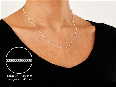 Catena Gourmette Diamantata 1,1 Mm,45 Cm, Argento 925 - Immagine Standard - 3