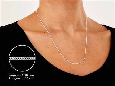 Catena Gourmette Diamantata 1,1 Mm,50 Cm, Argento 925 - Immagine Standard - 3