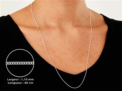 Catena A Maglia Gourmette Diamantata 1,10 Mm, 60 Cm, Argento 925 - Immagine Standard - 3