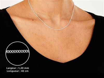 Catena A Maglia Gourmette Diamantata 1,2 Mm, 40 Cm, Argento 925 - Immagine Standard - 3