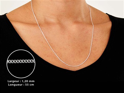 Catena A Maglia Gourmette Diamantata 1,2 Mm, 55 Cm, Argento 925 - Immagine Standard - 3