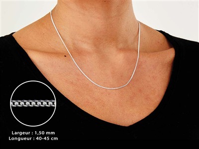 Catena Maglia Gourmette Diamantata 1,5 Mm, 40-45 Cm, Argento 925 Argento 925 - Immagine Standard - 3