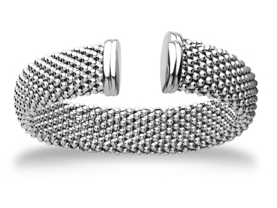 Bracciale Jonc A Rete 16 Mm, Diametro 58 Mm, Argento 925 Rhodium