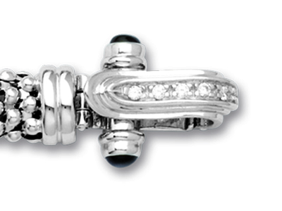 Collana A Maglia Da 8 Mm, Chiusura Con Ossidi Di Zirconio, 42 Cm, Argento 925 Rh - Immagine Standard - 3