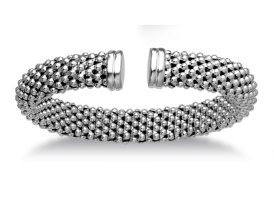 Bracciale Jonc Résille 11 Mm, Diametro 58 Mm, Argento 925 Rh