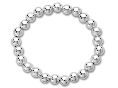 Bracciale Elastico Con Palline Da 8 Mm, Argento 925