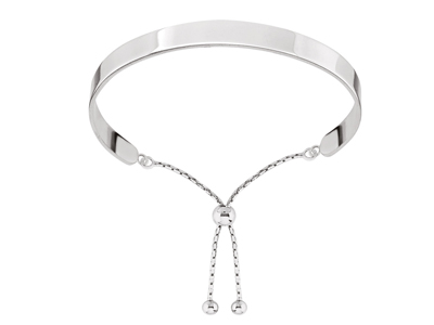 Bracciale Regolabile Placca Bombata6,5 Mm, 60 X 50 Mm, Argento 925 Ro Diato