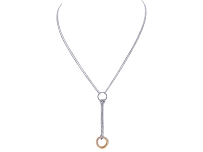 Collana y Catena Con Cerchio 15 MM Placcato Rosagiallo, 42-45 Cm, Argento 925 Placcato Rodio