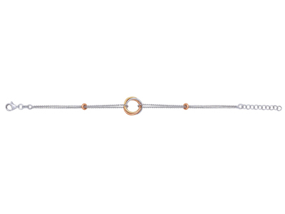 Bracciale A Catena Con Cerchio 15 MM Placcato Rosagiallo, 18-21 Cm, Argento 925 Rodiato