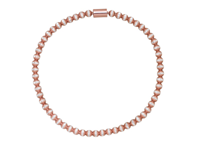 Bracciale Con Sfere Da 3 Mm, Elastico Da 55 Mm, Argento 925, Placcato Rosa - Immagine Standard - 1