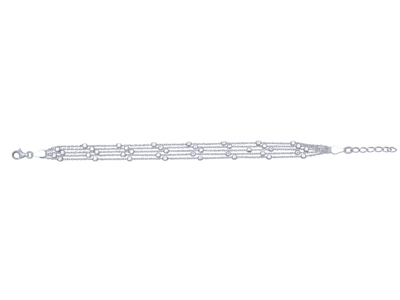 Bracciale Multicatena Con Motivi Cubi, 18-21 Cm, Argento 925 Rh