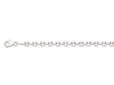 Bracciale A Maglia Cava Con Grani Di Caff 4 Mm, 18 Cm, Argento 925 Rodiato