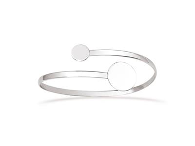 Bracciale Jonc Ouvert Pastilles, Diametro 56 Mm, Argento 925 Rodiato