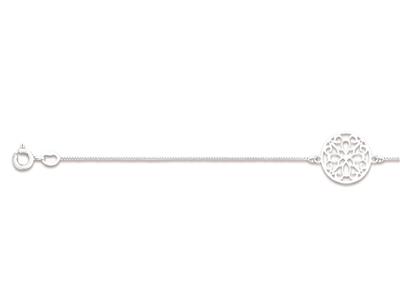 Bracciale Fiore Traforato 14 Mm, 17-19 Cm, Argento 925 Rodiato