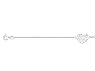 Bracciale Cuori Traforati 14 X 10 Mm, 16-18 Cm, Argento 925 Rodiato