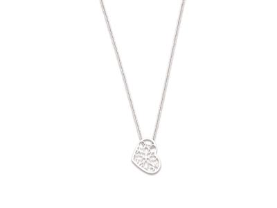 Collana Cuori Traforati 14 X 10 Mm,41-44 Cm, Argento 925 Rodiato