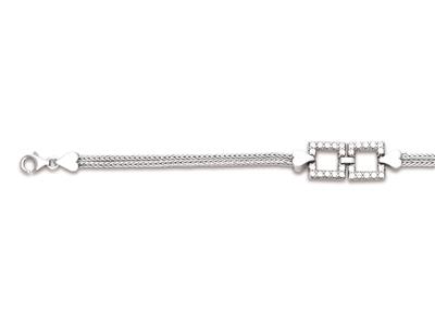 Bracciale Motivi Quadrati Con Zirconi, 172 Cm, Argento 925 Rodiato
