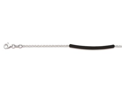 Bracciale A Tubo Laccato Nero, 173cm, Argento 925 Rodiato