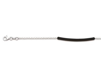 Bracciale Tubo Laccato Nero, 173 Cm, Argento 925 Rodiato