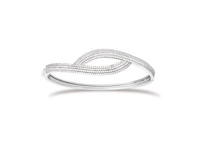 Bracciale Rigido Fantasia 7 Mm, 56 Mm, Argento 925 Rodiato
