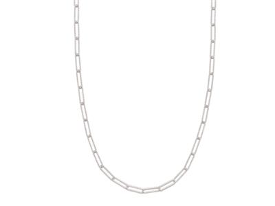 Collana Lunga A Maglia Rettangolarecesellata, 89 Cm, In Argento 925 R Odiato