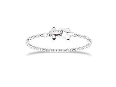 Bracciale Rigido Popcorn 3,5 Mm, Motivo A Fibbia Con Zirconi, 60 X 50 Mm, Argento 925 Rodiato