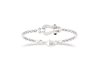 Bracciale Rigido Popcorn 3,5 Mm, Motivo A Staffa Con Zirconi, 60 X 50 Mm, Argento 925 Rodiato