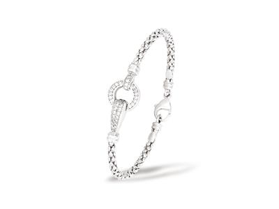 Bracciale Rigido Popcorn 3,5 Mm, Cinturino Cz, 60 X 50 Mm, Argento 925rodiato