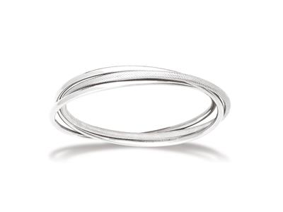 Bracciale 3 Aste 3 MM Lisce E Arabescate, 65 Mm, Argento 925 Rodiato