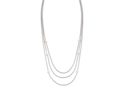 Collana A Girocollo Tennis Cz, Catena 3 Fili Pop Corn 1.8 MM Cadenti, 534 Cm, Argento 925 Rodiato