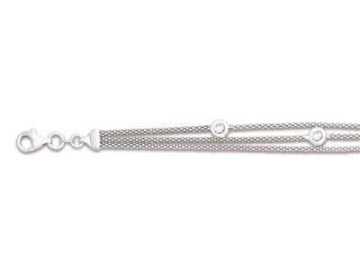 Bracciale Tennis Zirconi, Catena Popcorn A 3 File, 162 Cm, Argento 925 Rodiato